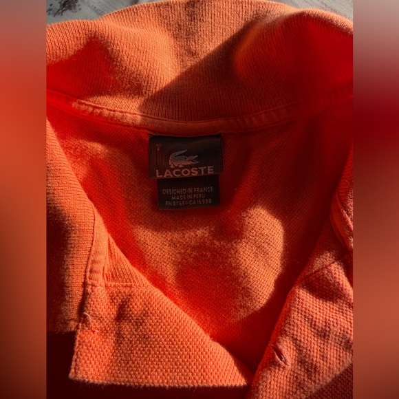Mens Lacoste Neon Orange Polo - Picture 2 of 5